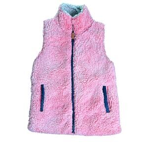 Simply Southern Fleece Teddy Vest Pink Small Warm Soft Sleeveless Jacket Cuddly